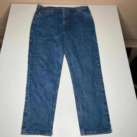 Carhartt Men’s Blue Denim Jeans 40x32 Relaxed Fit USA Logo Patch Made in Mexico - Picture 12 of 13